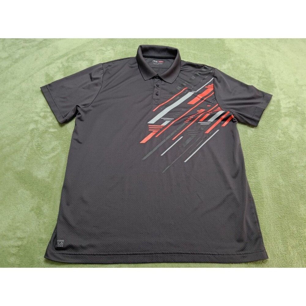 Fila Black Short Sleeve Active Performance Polo Golf Shirt Mens XL